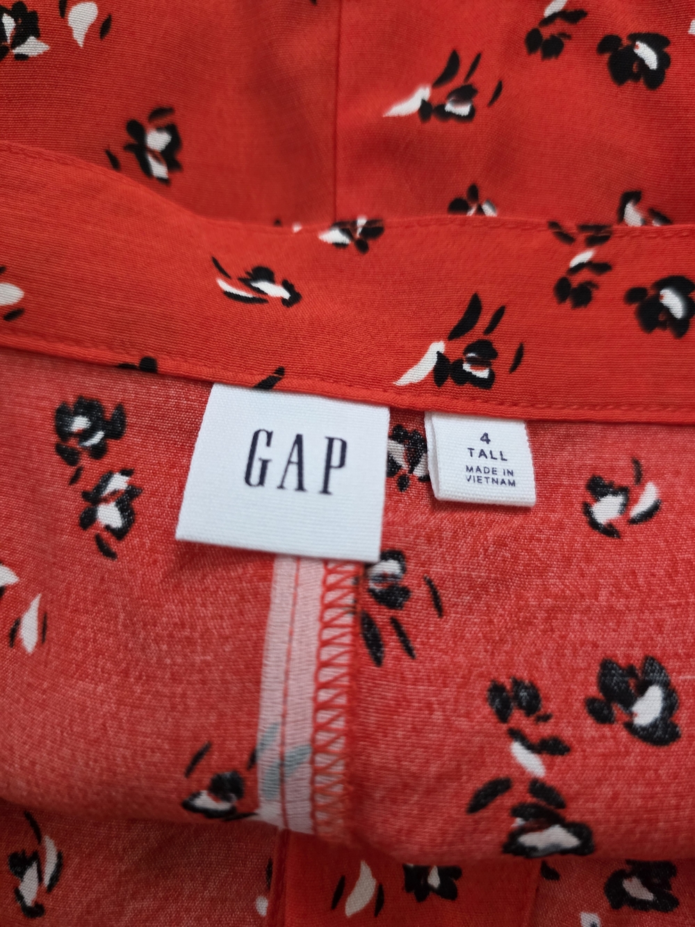 GAP Red Floral Button-Front A-Line Skirt Sz. 4 Tall - Picture 6 of 9